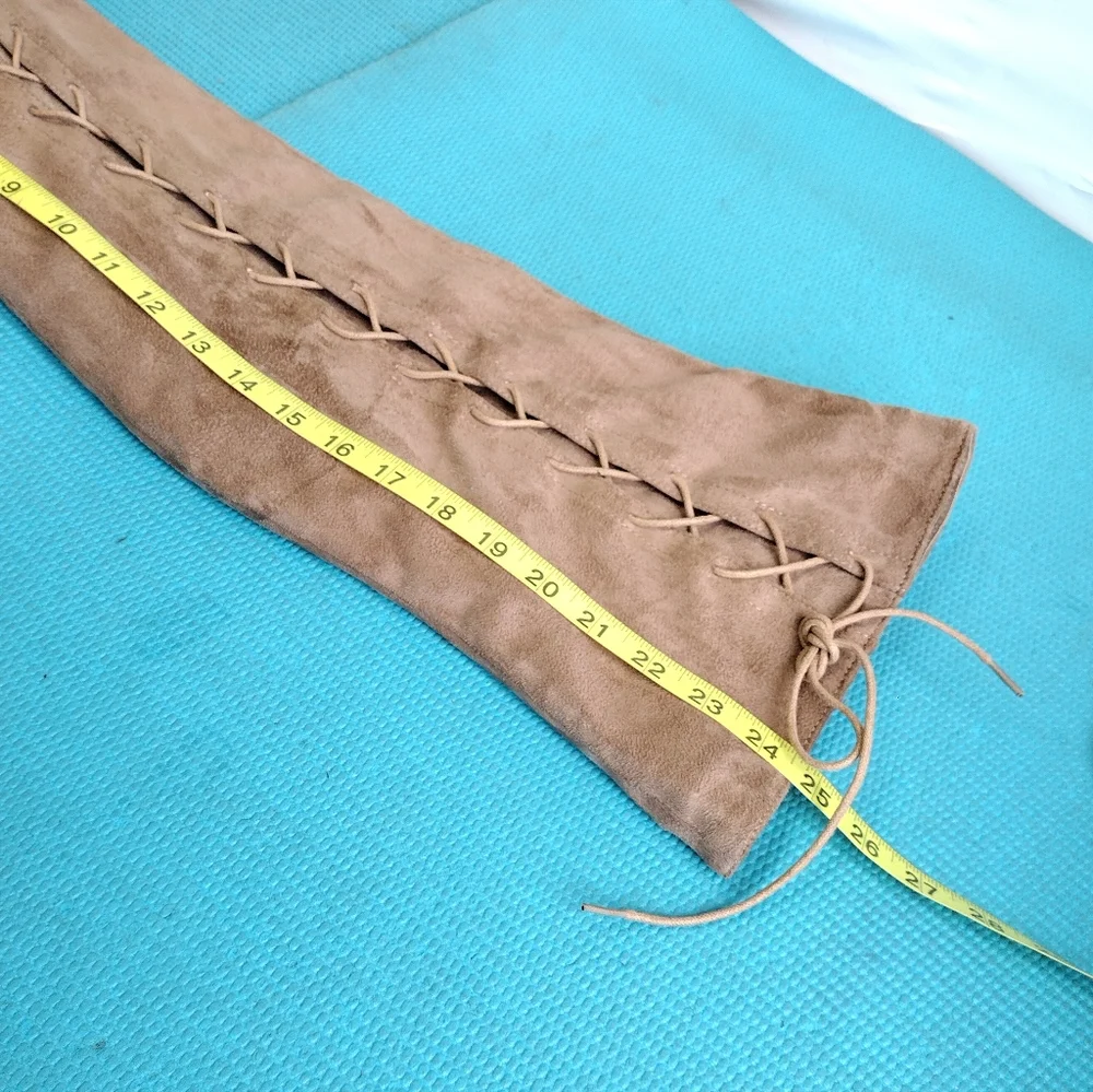 Bonnibel Lace-Up Faux Suede Over The Knee Boots Side Zip Sz 11